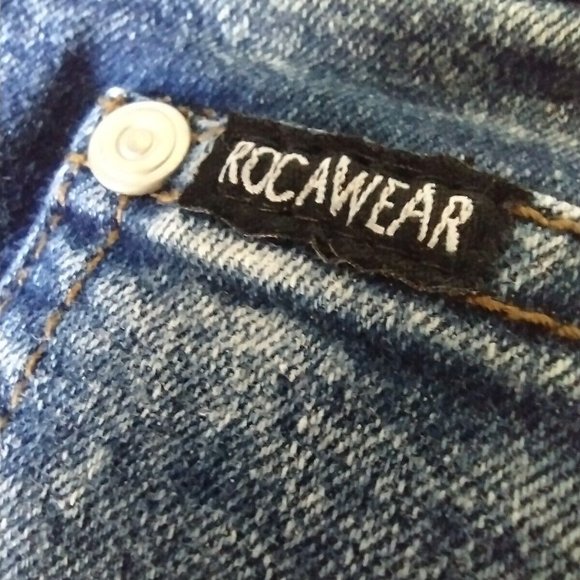 Rocawear Classic Fit Distressed Moto Denim Blue Shorts Men’s Size 44 - Picture 2 of 5